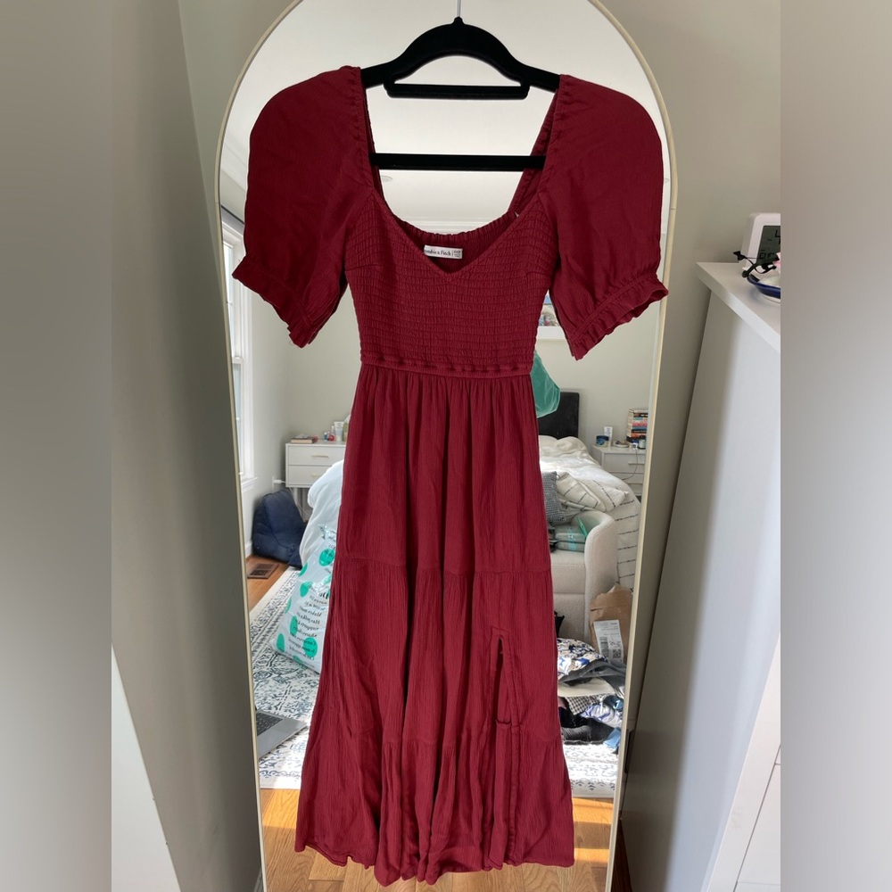Abercrombie & Fitch Burgundy Midi Dress